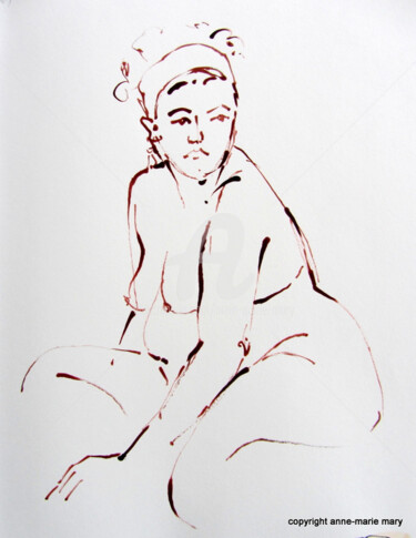 Drawing titled "croquis Désirée  5…" by Anne-Marie Mary, Original Artwork, Ink