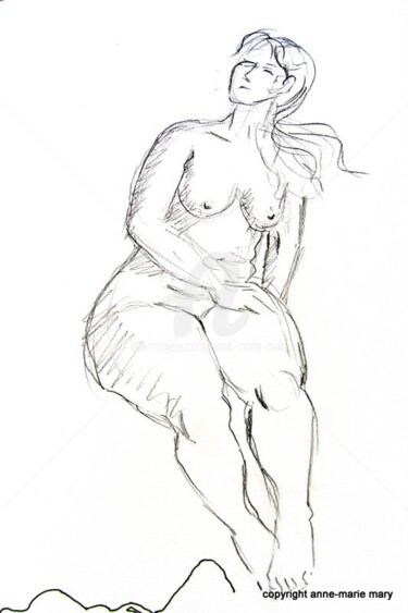 Drawing titled "croquis Caroline 18…" by Anne-Marie Mary, Original Artwork, Graphite