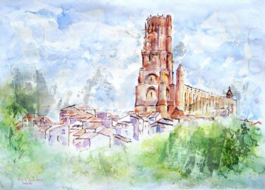 Painting titled "Sainte Cécile, joya…" by Anne-Marie Mary, Original Artwork, Watercolor