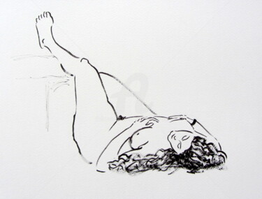 Drawing titled "croquis Mélissa 27…" by Anne-Marie Mary, Original Artwork, Ink