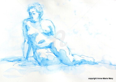 Painting titled "croquis Désirée (2)…" by Anne-Marie Mary, Original Artwork, Watercolor