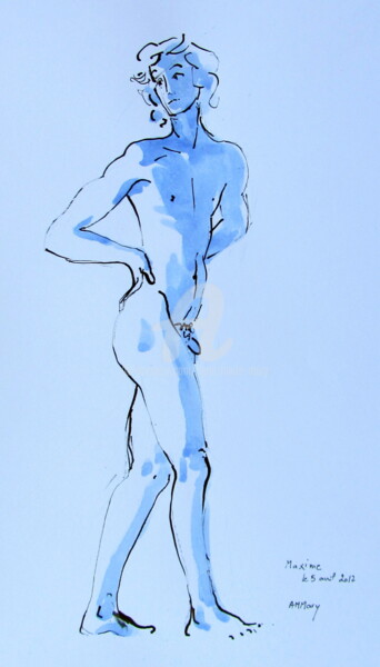 Drawing titled "croquis Maxime 0504…" by Anne-Marie Mary, Original Artwork