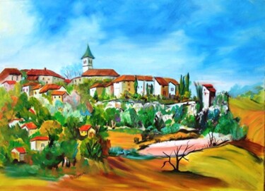 Painting titled "site Flaugnac" by Anne Marie Mazzocchi, Original Artwork, Oil