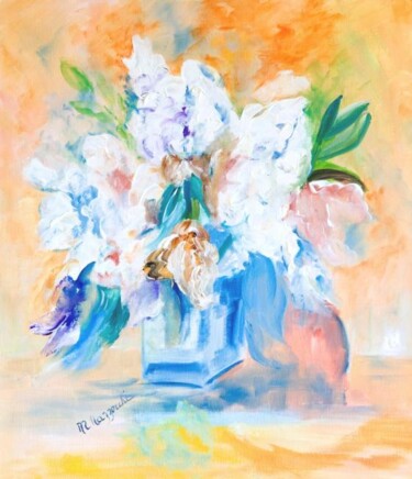 Peinture intitulée "bouquet blanc" par Anne Marie Mazzocchi, Œuvre d'art originale