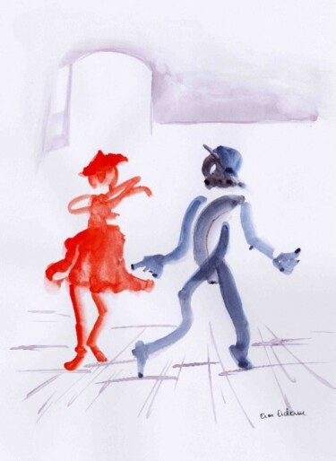 Dessin intitulée "dancing" par Anne Marie Mazzocchi, Œuvre d'art originale