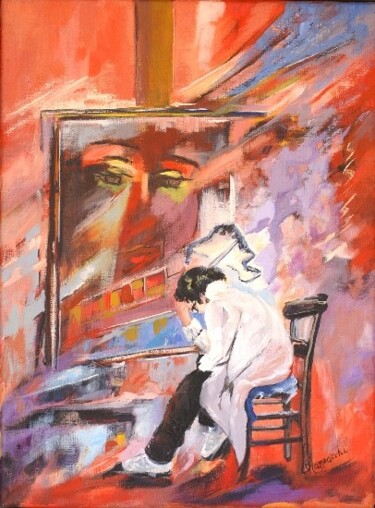 Painting titled "crise" by Anne Marie Mazzocchi, Original Artwork, Oil