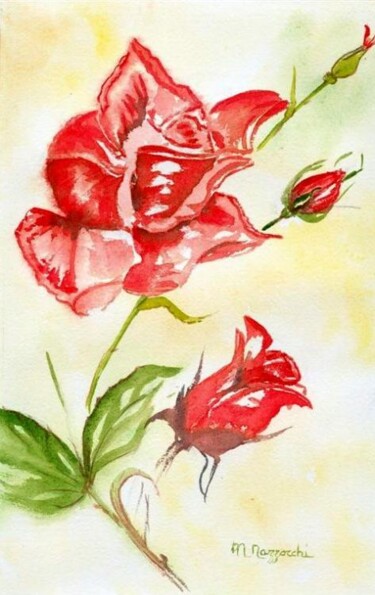 Painting titled "Copie de roses.lava…" by Anne Marie Mazzocchi, Original Artwork