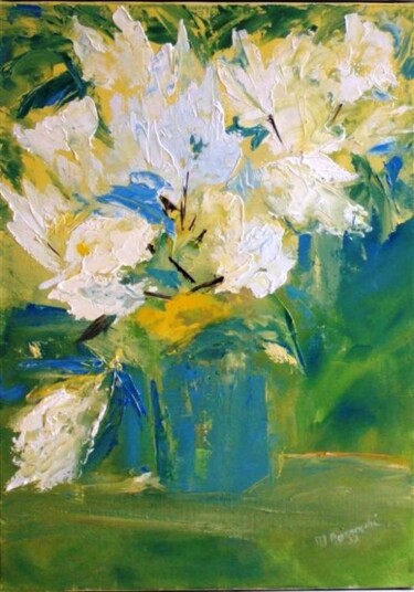 Картина под названием "premiers lilas" - Anne Marie Mazzocchi, Подлинное произведение искусства, Масло