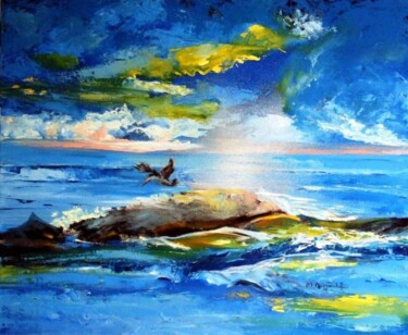 Peinture intitulée "La Baleine  bleue" par Anne Marie Mazzocchi, Œuvre d'art originale