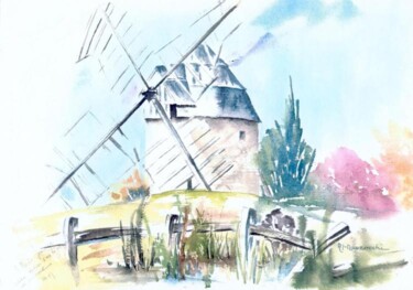 Peinture intitulée "o.mon moulin " par Anne Marie Mazzocchi, Œuvre d'art originale