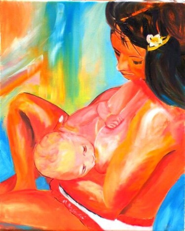 Painting titled "Sabrina et Quentin" by Anne Marie Mazzocchi, Original Artwork