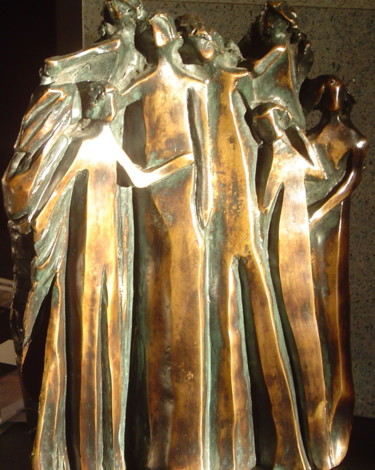 Sculpture titled "groupe d'amis" by Anne Marie Mermet, Original Artwork, Metals