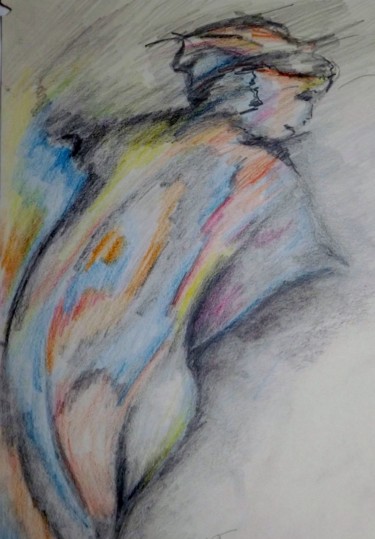 Рисунок под названием "vue de dos" - Anne Marie Mermet, Подлинное произведение искусства, Пастель