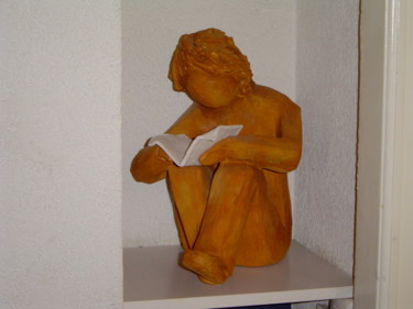 Sculpture titled "lecteur" by Anne Marie Mermet, Original Artwork, Ceramics