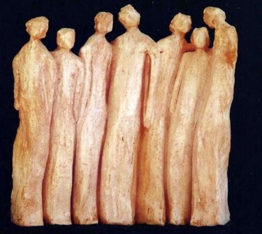 Sculpture titled "groupe d'amis" by Anne Marie Mermet, Original Artwork, Terra cotta