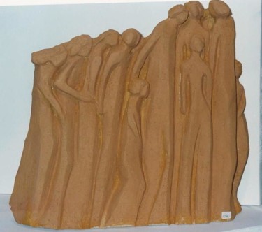 Sculpture titled "grande famille" by Anne Marie Mermet, Original Artwork, Terra cotta