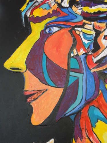 Peinture intitulée "masquée" par Anne Marie Mermet, Œuvre d'art originale, Acrylique