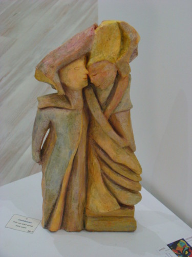 Sculptuur getiteld "confidences" door Anne Marie Mermet, Origineel Kunstwerk, Terra cotta
