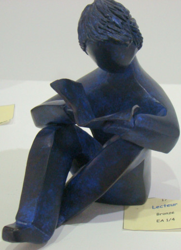Sculpture titled "lecteur bronze" by Anne Marie Mermet, Original Artwork, Metals