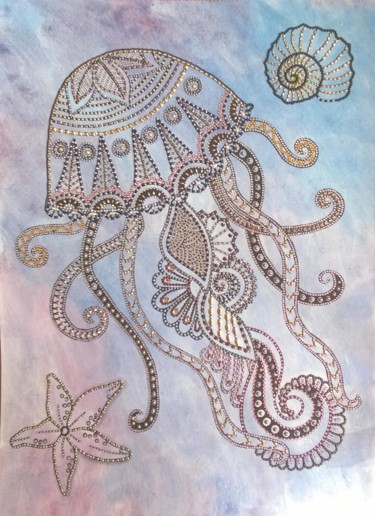 Drawing titled "Méduse" by Anne-Marie Musso, Original Artwork, Marker