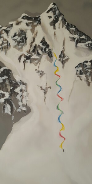Malerei mit dem Titel "Trace Google" von Anne Marie Oleksy, Original-Kunstwerk, Acryl