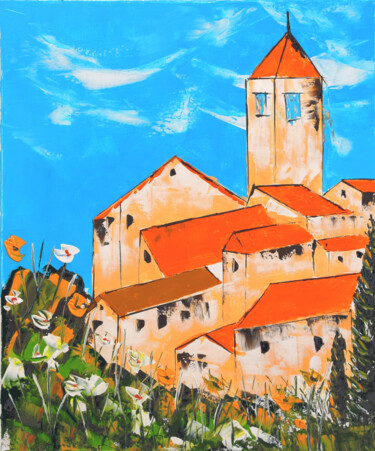 Pintura intitulada "Village provençal" por Anne Marie Palaze, Obras de arte originais, Acrílico