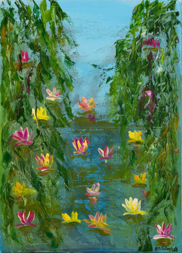 Peinture intitulée "Fleurs des Marais II" par Anne Marie Palaze, Œuvre d'art originale, Acrylique