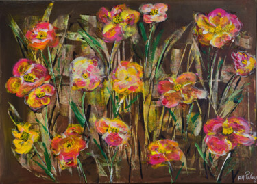 Malerei mit dem Titel "Parterre fleurie" von Anne Marie Palaze, Original-Kunstwerk, Acryl