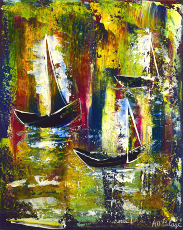 Painting titled "Barco négro" by Anne Marie Palaze, Original Artwork, Acrylic