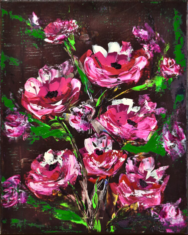 Painting titled "Fleurs du jardin" by Anne Marie Palaze, Original Artwork, Acrylic