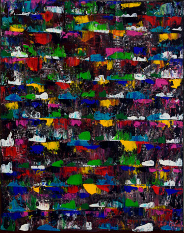 Painting titled "Panneau Multicolore…" by Anne Marie Palaze, Original Artwork, Acrylic