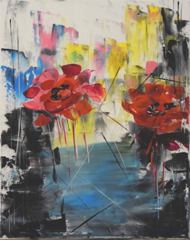 Malerei mit dem Titel "Fleurs Aériennes" von Anne Marie Palaze, Original-Kunstwerk, Acryl