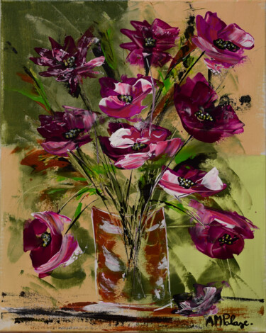 Malerei mit dem Titel "Vase Fleuri VIII" von Anne Marie Palaze, Original-Kunstwerk, Acryl