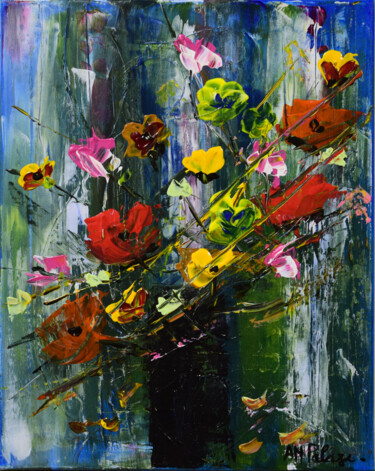 Malerei mit dem Titel "Fleurs Joyeuses" von Anne Marie Palaze, Original-Kunstwerk, Acryl