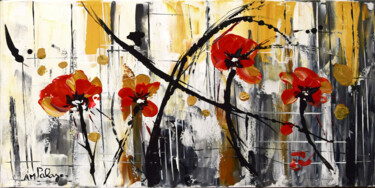 Malerei mit dem Titel "Quatre Fleurs" von Anne Marie Palaze, Original-Kunstwerk, Acryl