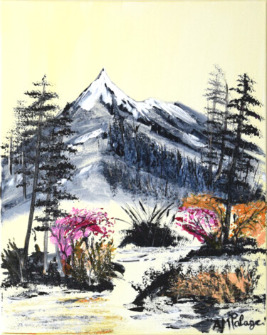 Картина под названием "Vue sur la Montagne" - Anne Marie Palaze, Подлинное произведение искусства, Акрил