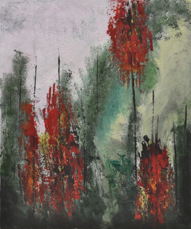 Картина под названием "Forêt Flamboyante II" - Anne Marie Palaze, Подлинное произведение искусства, Акрил