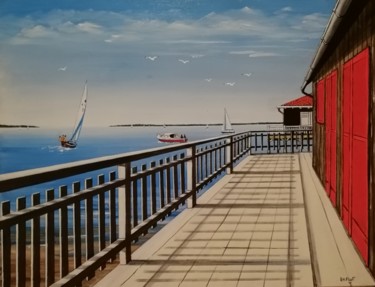 Peinture intitulée "Sur la terrasse" par Anne-Marie Picot, Œuvre d'art originale, Acrylique