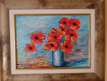 Painting titled "Bouquet rouge" by Anne-Marie Picot, Original Artwork, Oil