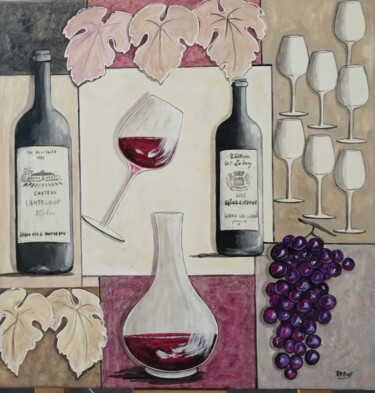 Peinture intitulée "La vigne, le raisin…" par Anne-Marie Picot, Œuvre d'art originale, Acrylique Monté sur Châssis en bois