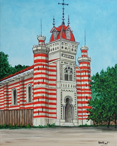 Malerei mit dem Titel "Église algérienne a…" von Anne-Marie Picot, Original-Kunstwerk, Acryl Auf Keilrahmen aus Holz montiert