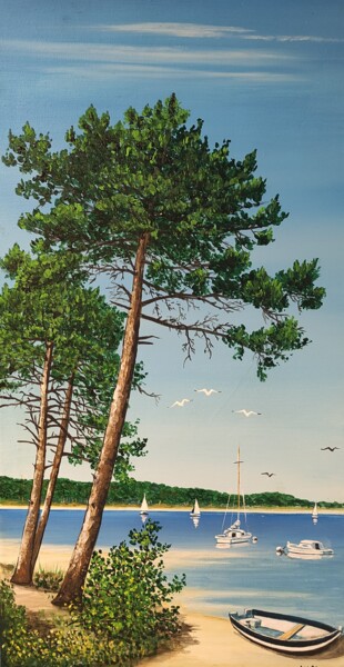 Peinture intitulée "Sous les pins" par Anne-Marie Picot, Œuvre d'art originale, Acrylique Monté sur Châssis en bois