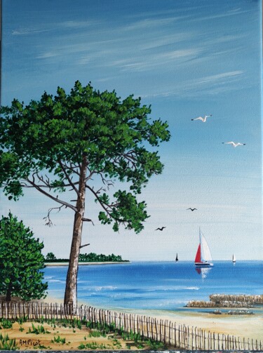 Painting titled "Nord Bassin" by Anne-Marie Picot, Original Artwork, Acrylic Mounted on Wood Stretcher frame