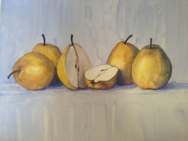 Peinture intitulée "Les poires" par Anne Marie Podrini, Œuvre d'art originale, Aquarelle