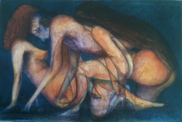 Pintura intitulada "sans-dessus-dessous" por Anne Marie Podrini, Obras de arte originais, Óleo