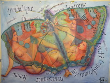 Pintura titulada "Symbolique du papil…" por Anne Marie Podrini, Obra de arte original, Oleo
