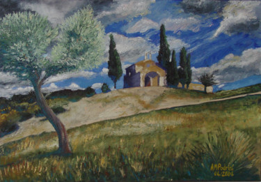 Peinture intitulée "Chapelle Saint Sixte" par Anne Marie Podrini, Œuvre d'art originale, Huile