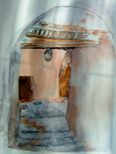 Painting titled "ocres étude" by Anne-Marie Simard-Grasset, Original Artwork, Watercolor