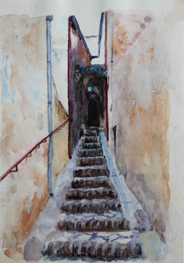 Painting titled "Roussillon" by Anne-Marie Simard-Grasset, Original Artwork, Watercolor