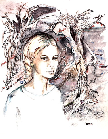 Dessin intitulée "Elle.jpg" par Anne-Marie Simard-Grasset, Œuvre d'art originale, Autre